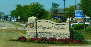 Crystal Lake welcome sign on IL 31 north